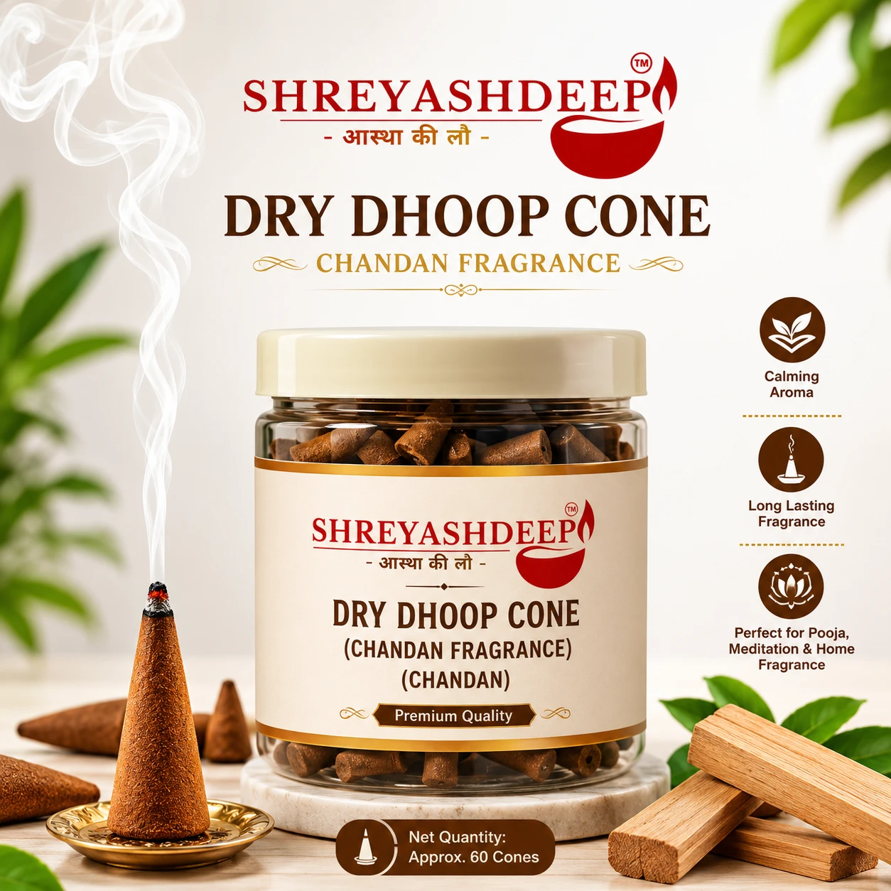 Dhoop Cone Chandan 80gm